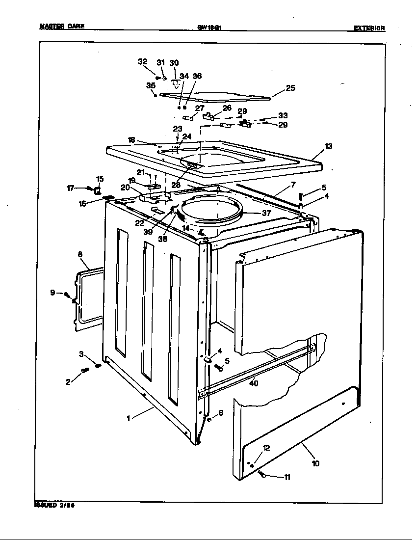Maytag GW18G1WW exterior diagram