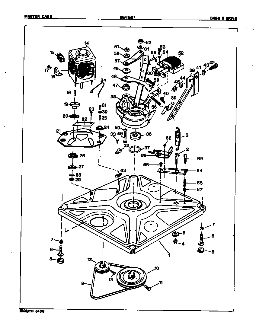 Maytag GW18G1WW base & drive diagram