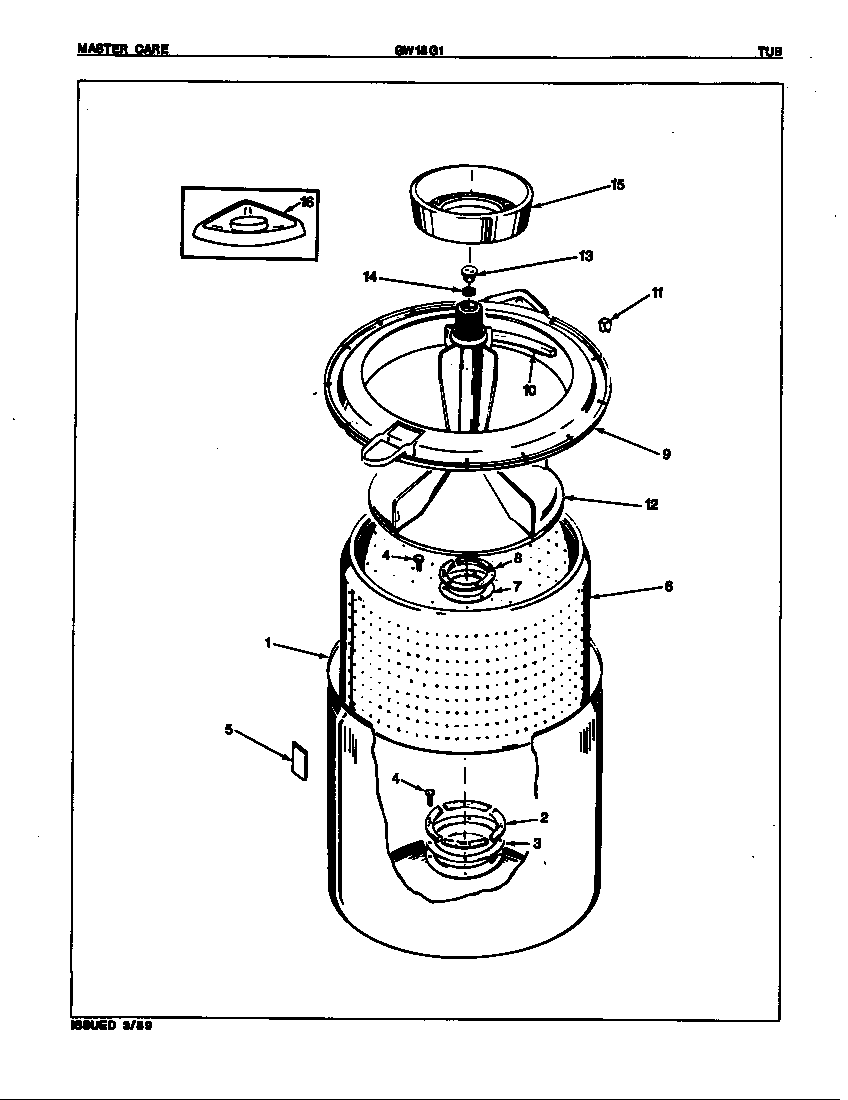 Maytag GW18G1WW tub diagram
