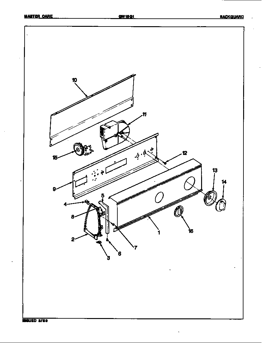 Maytag GW18G1WW control panel diagram