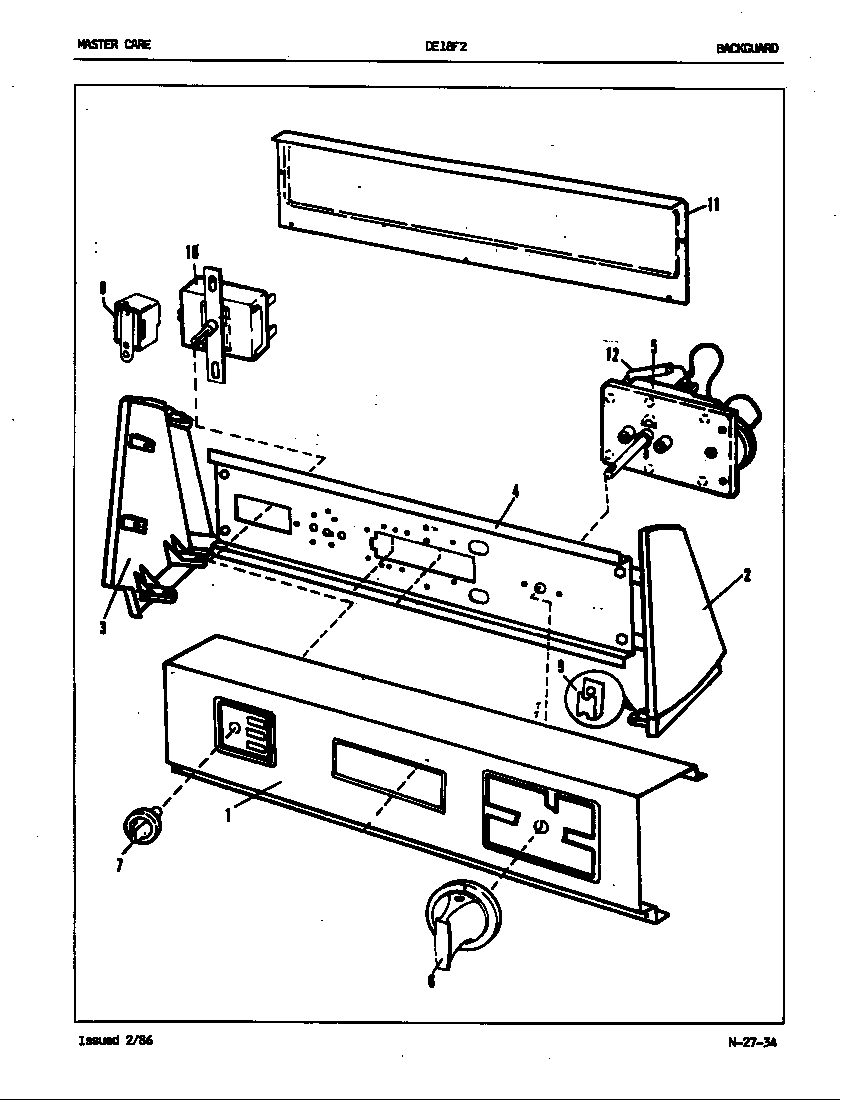Admiral DE18F2HW control panel (rev. j) diagram