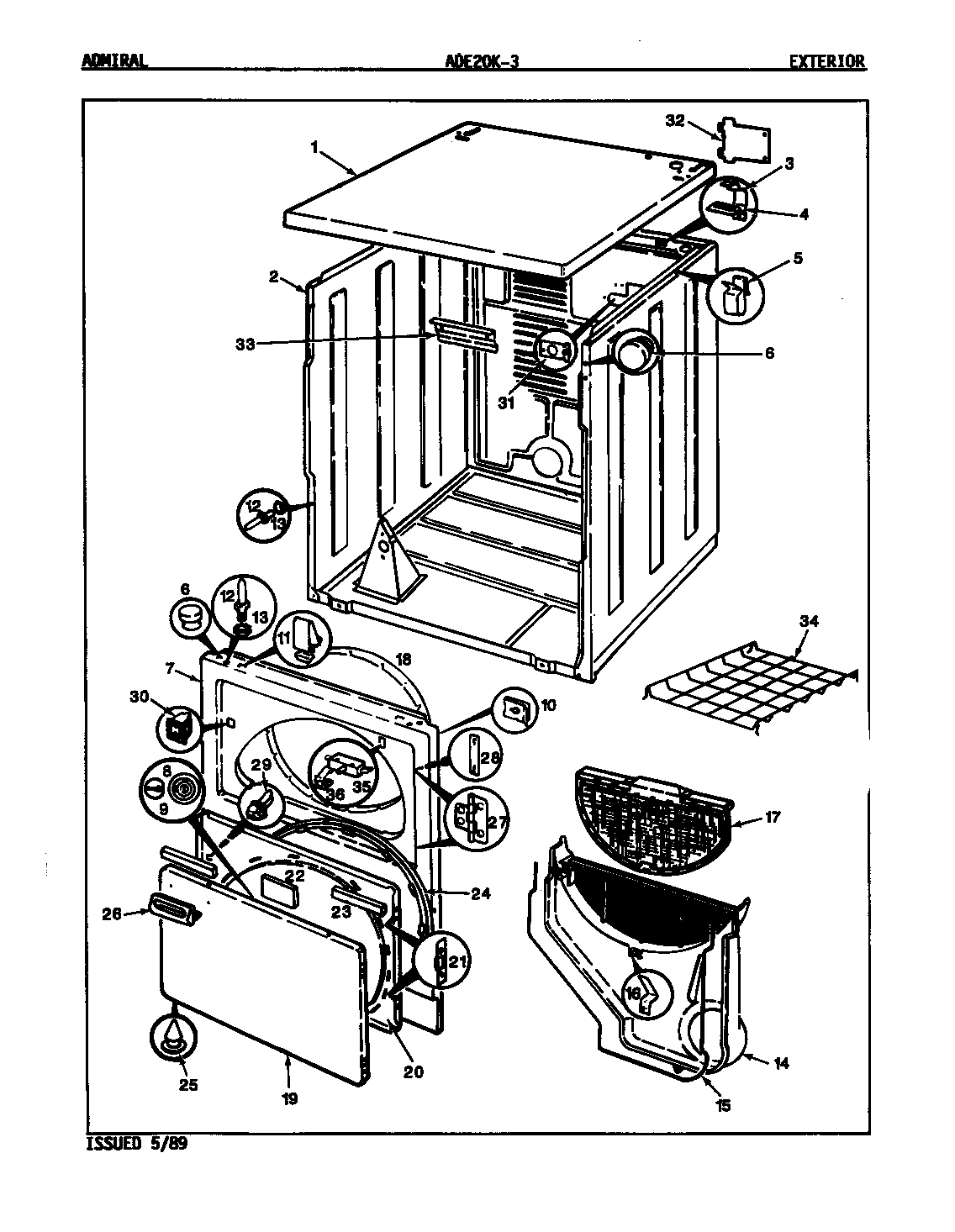 Admiral ADE20K3A exterior (rev. e-g) diagram