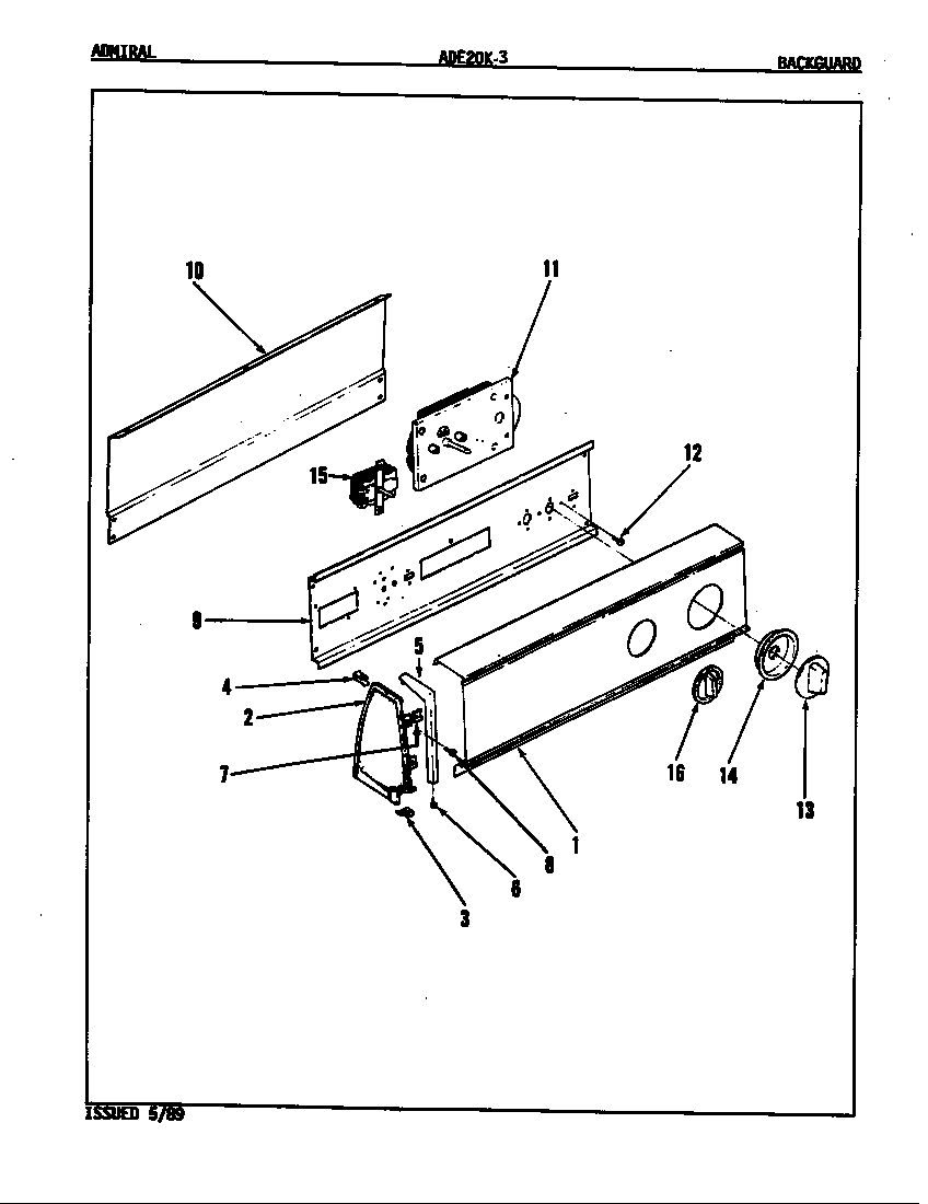Admiral ADE20K3A control panel (rev. a-d) diagram