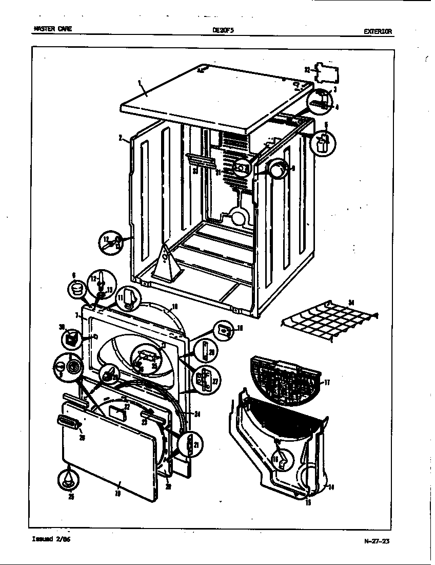 Admiral DE20F5HW exterior (rev. j-k) (de20f5) (de20f5am) (de20f5hw) diagram