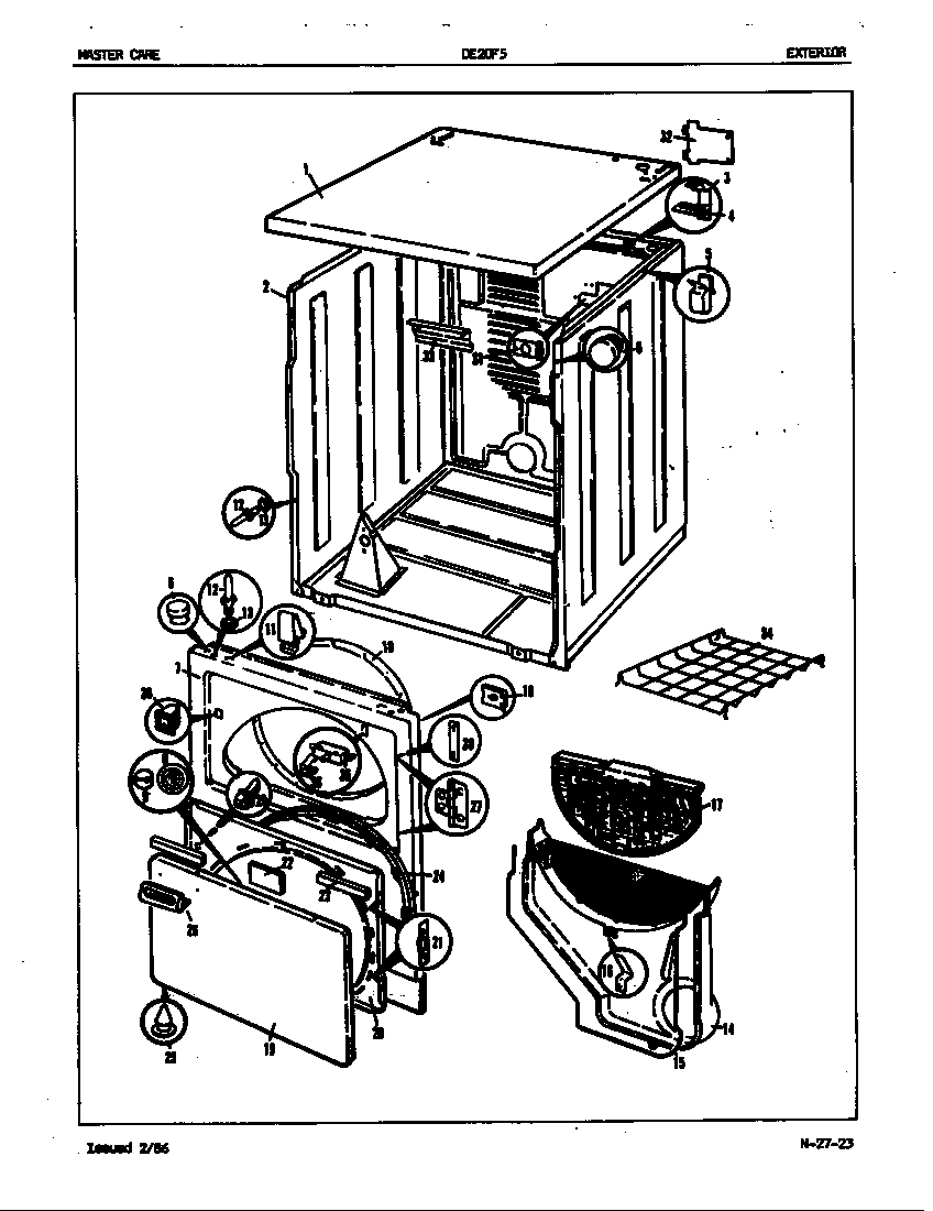 Admiral DE20F5HW exterior (rev. a-h) (de20f5am) (de20f5hw) (de20f5ww) diagram