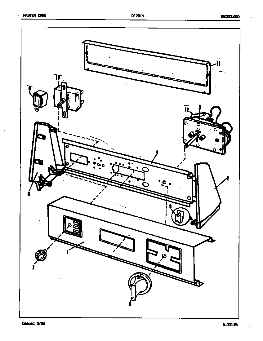 Admiral DE20F5HW control panel (rev. j-k) (de20f5) (de20f5am) (de20f5hw) diagram