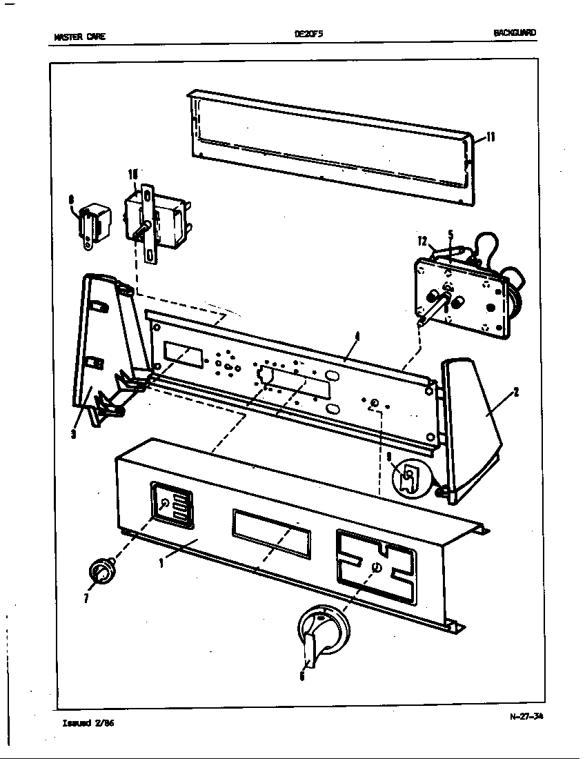 Admiral DE20F5HW control panel (rev. a-h) (de20f5am) (de20f5hw) (de20f5ww) diagram