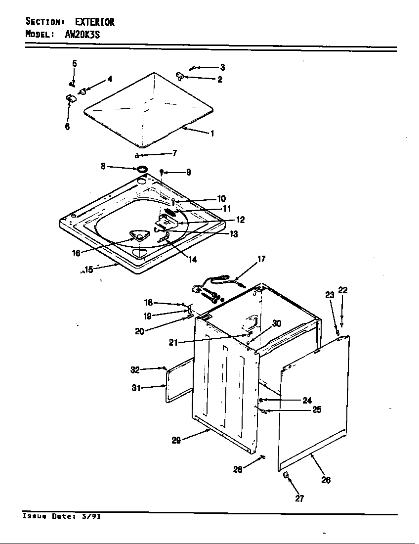 Admiral AW20K3AS exterior diagram