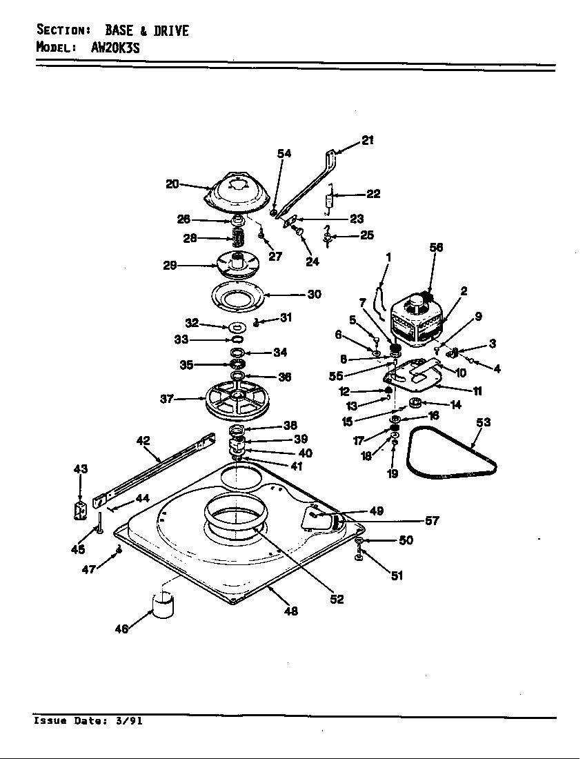 Admiral AW20K3AS base & drive diagram