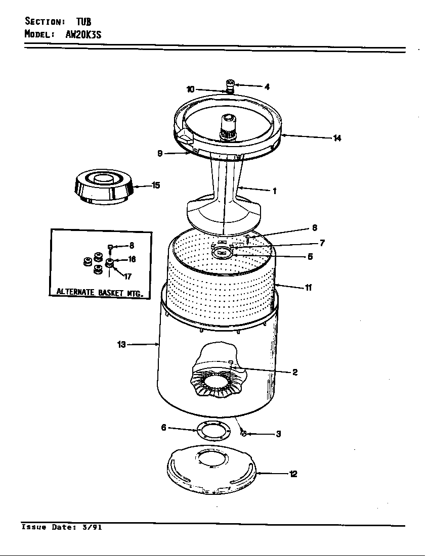 Admiral AW20K3AS tub diagram
