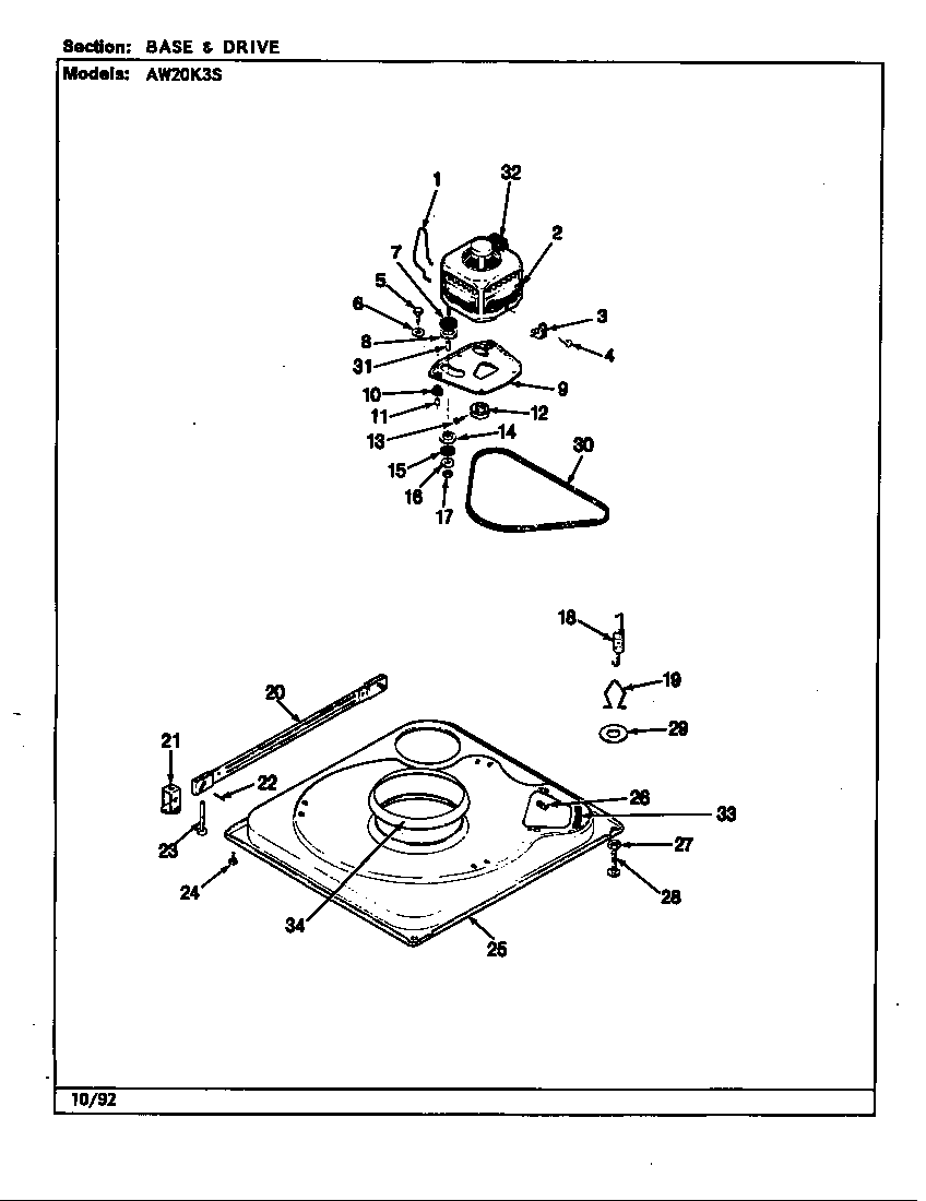 Admiral AW20K3AS base & drive (rev. a-e) diagram