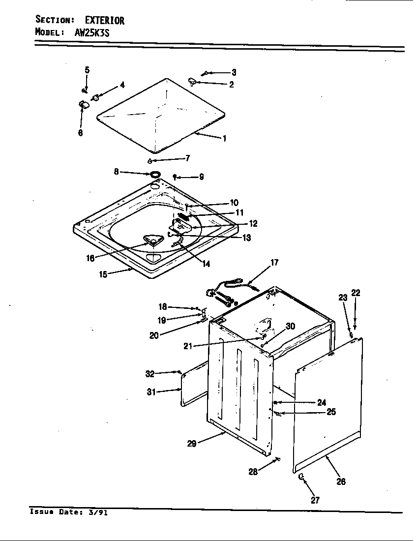 Admiral AW25K3HS exterior diagram