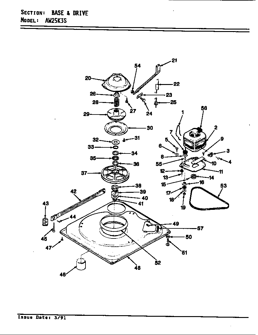 Admiral AW25K3HS base & drive diagram