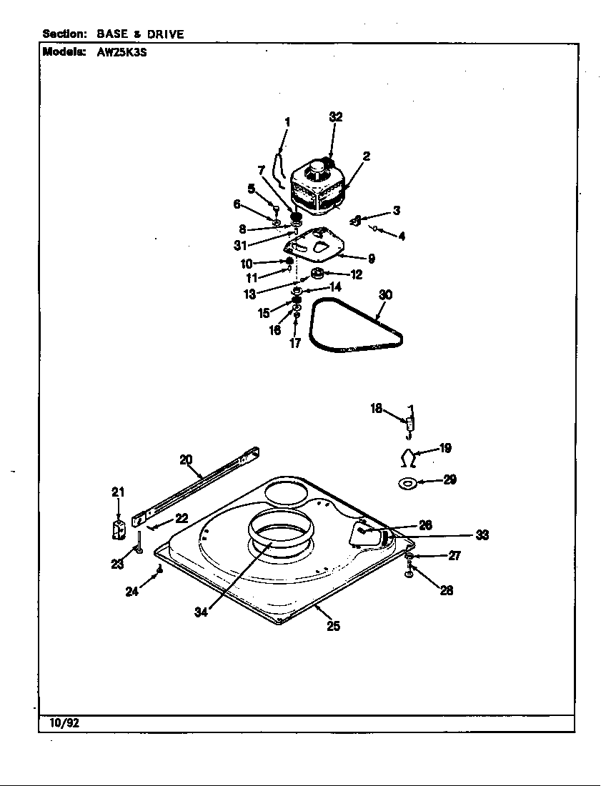Admiral AW25K3HS base & drive (rev. a-e) diagram
