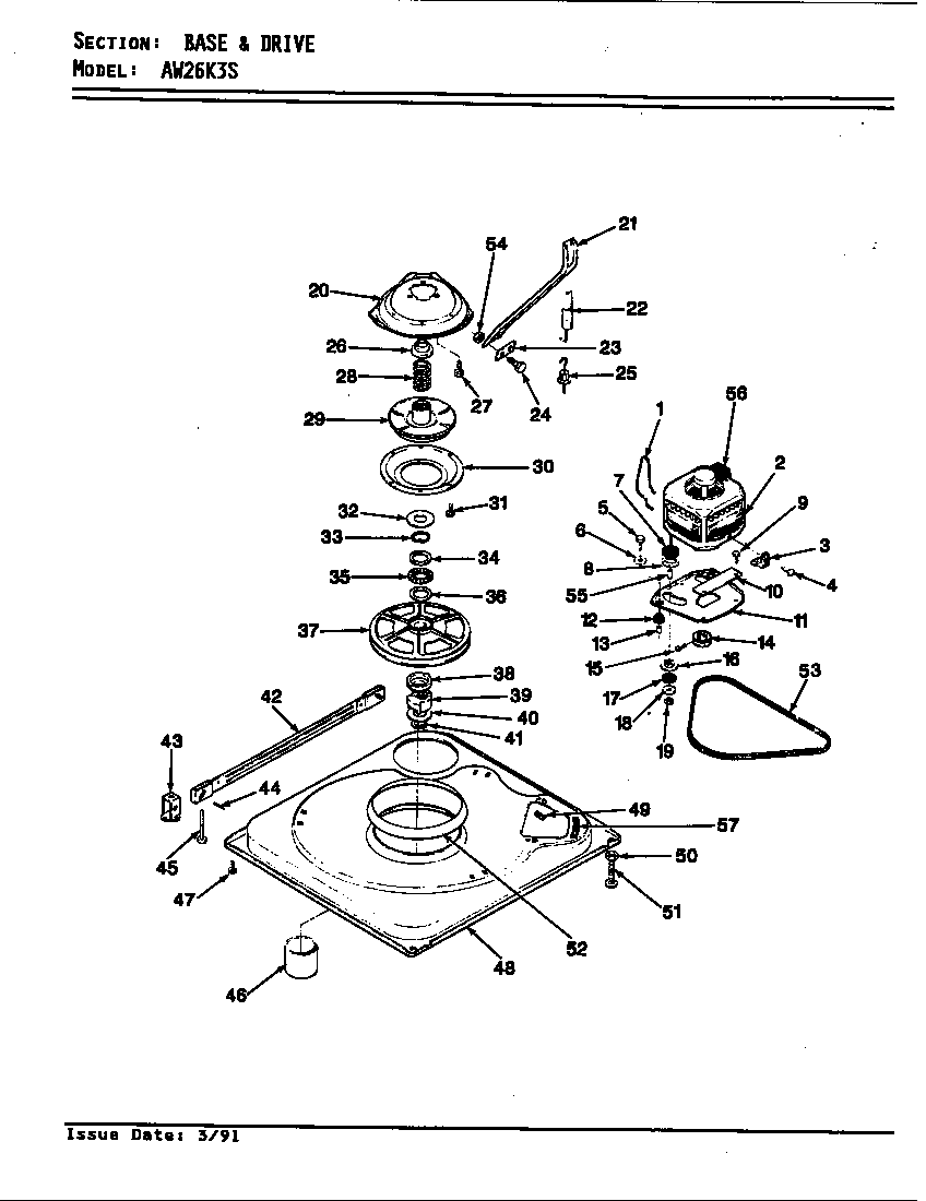 Admiral AW26K3WS base & drive diagram