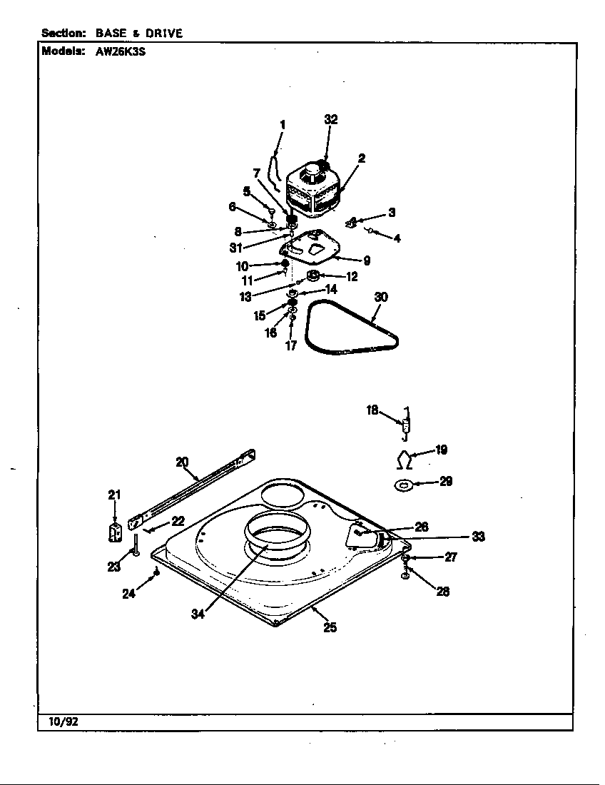 Admiral AW26K3WS base & drive (rev. a-e) diagram