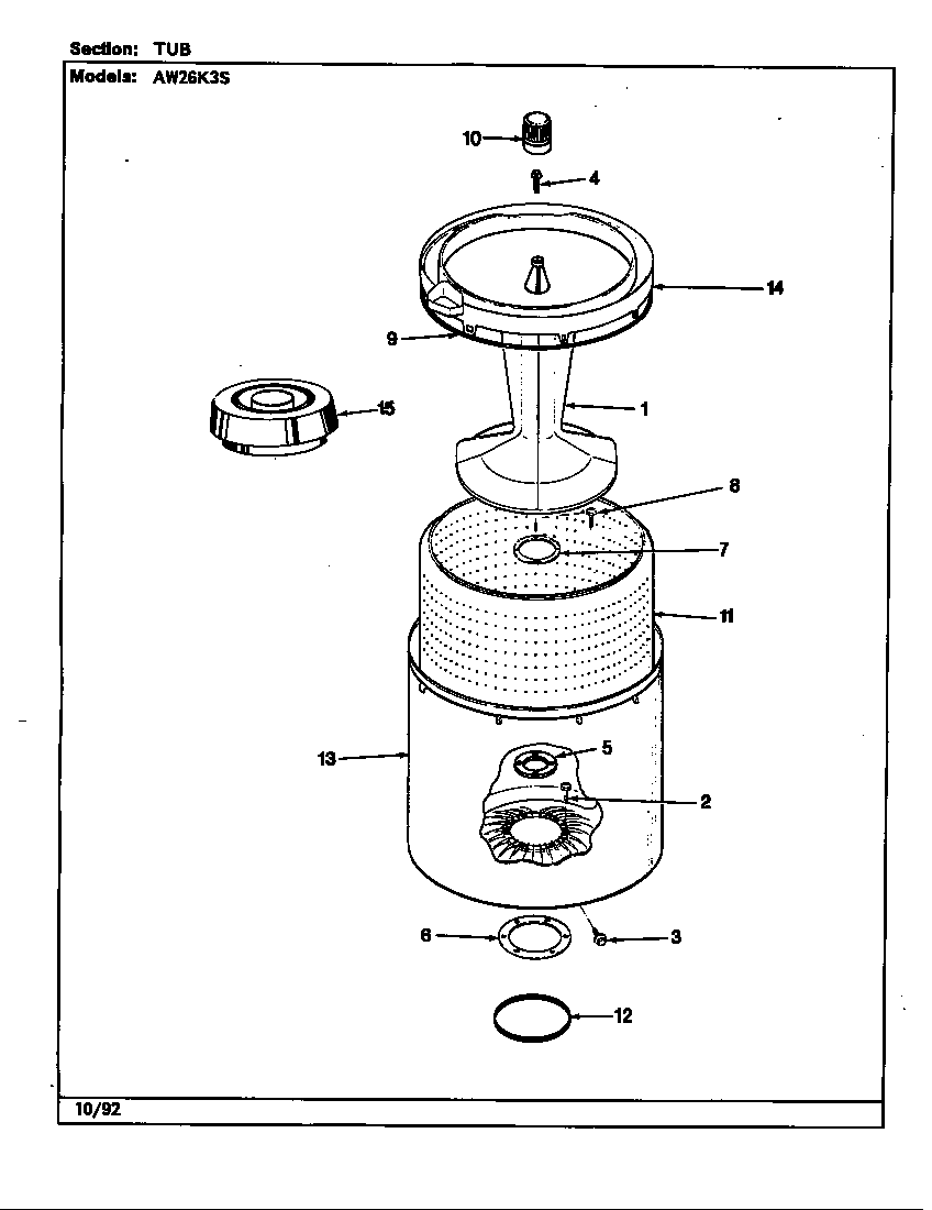 Admiral AW26K3WS tub (rev. a-e) diagram