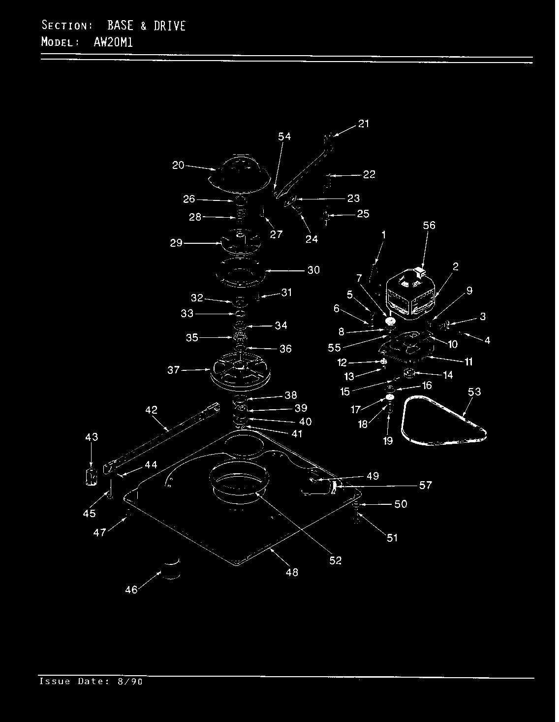 Admiral AW20M1W base & drive (orig/rev. a-d) diagram