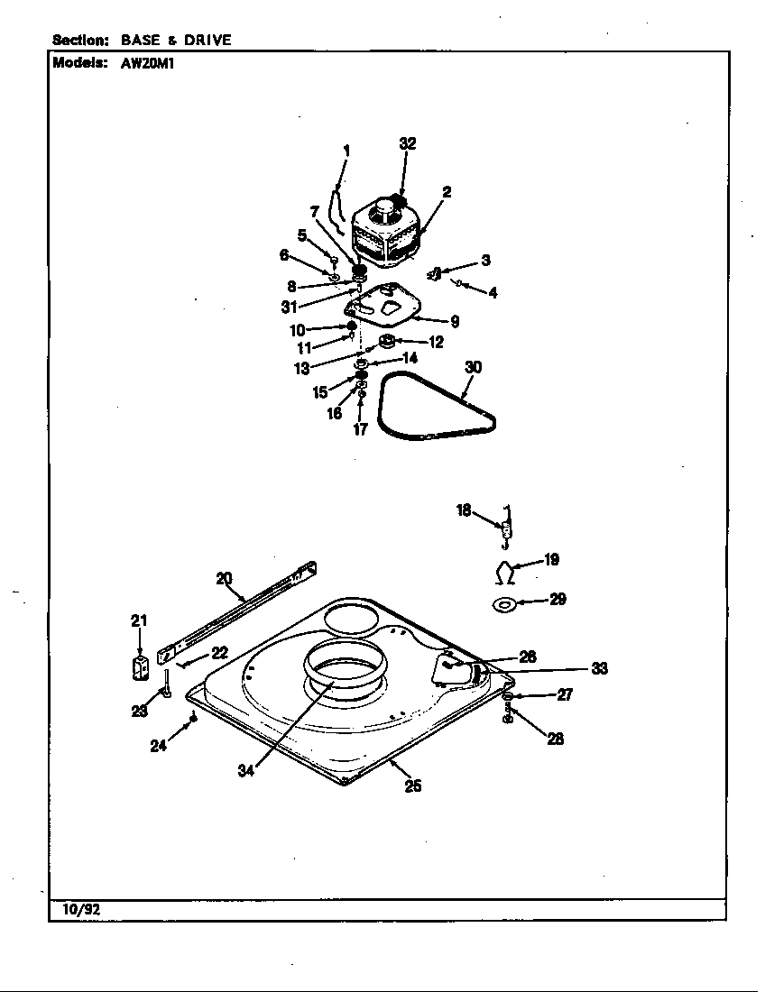Admiral AW20M1W base & drive (rev. g-l) diagram