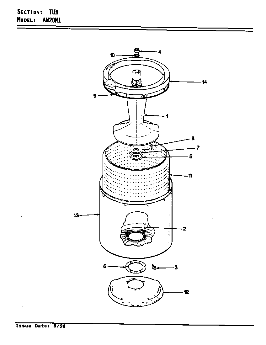 Admiral AW20M1W tub (rev. e-f) diagram