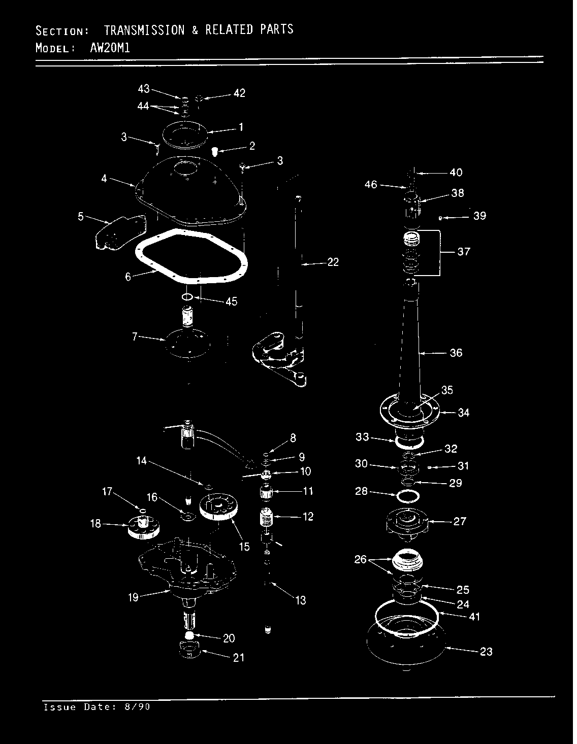 Admiral AW20M1W transmission (orig/rev. a-d) diagram