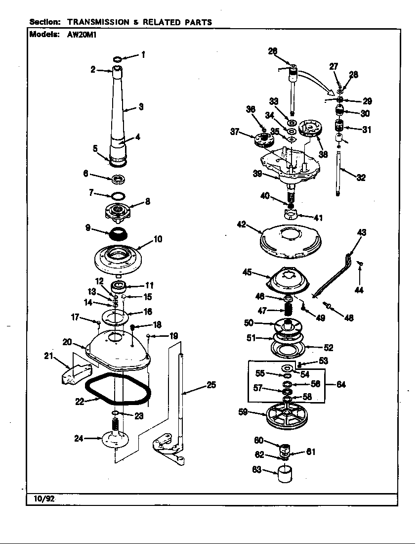 Admiral AW20M1W transmission (rev. g-l) diagram