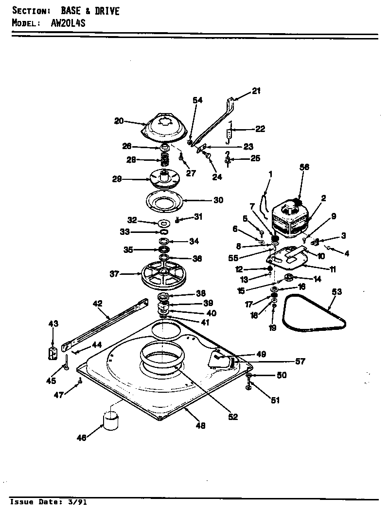 Admiral AW20L4WS base & drive (orig) diagram