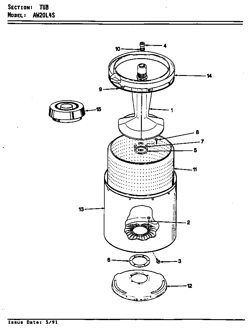 Admiral AW20L4WS tub (orig) diagram