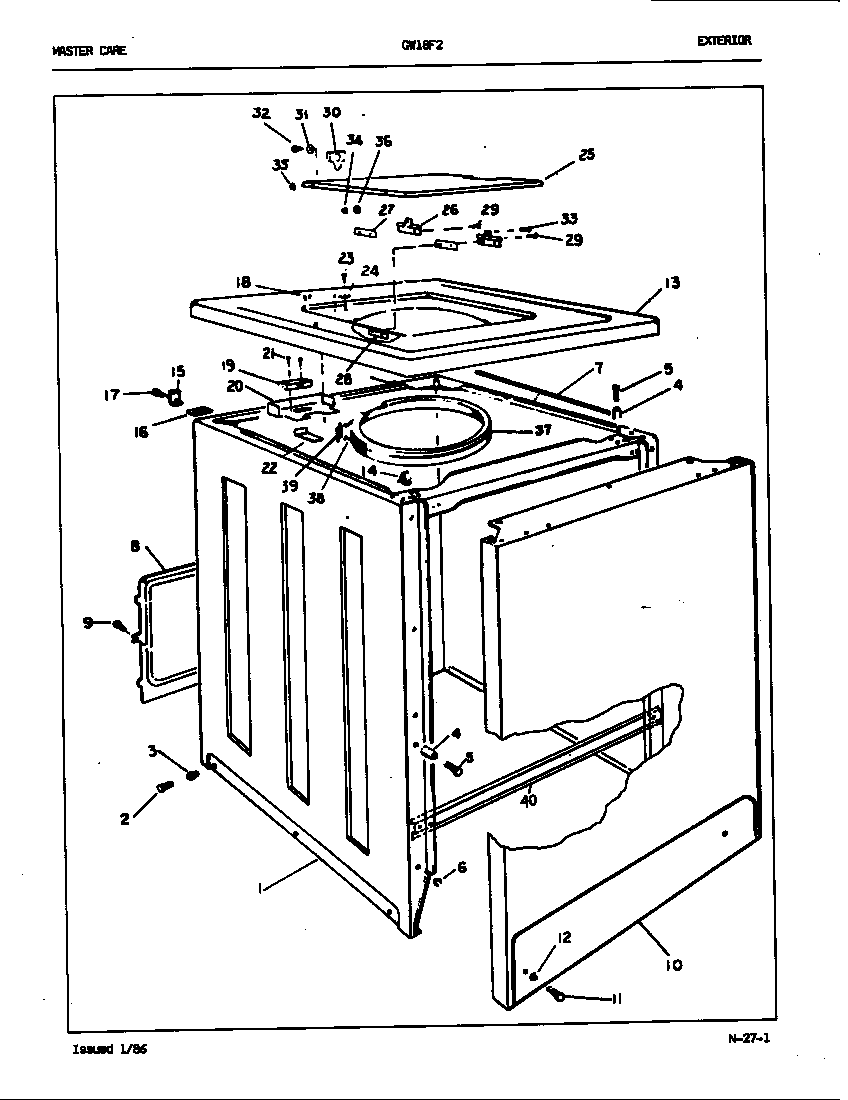Maytag GW18F2W exterior (rev. a-d) diagram