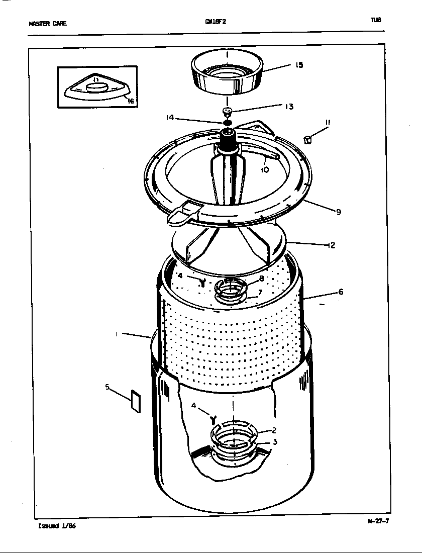 Maytag GW18F2W tub (rev. a-d) diagram