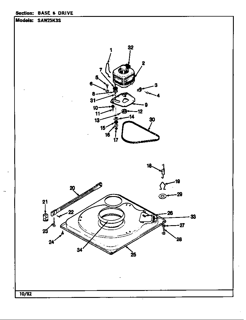 Maytag SAW25K3S base & drive diagram