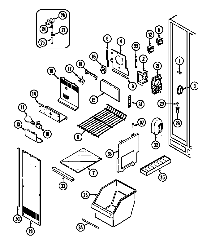 Maytag GS24X8DA freezer compartment diagram