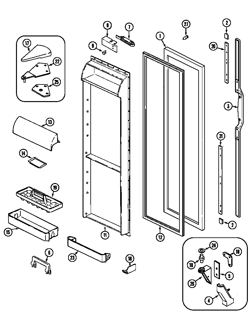 Maytag GS24X8DA fresh food door diagram