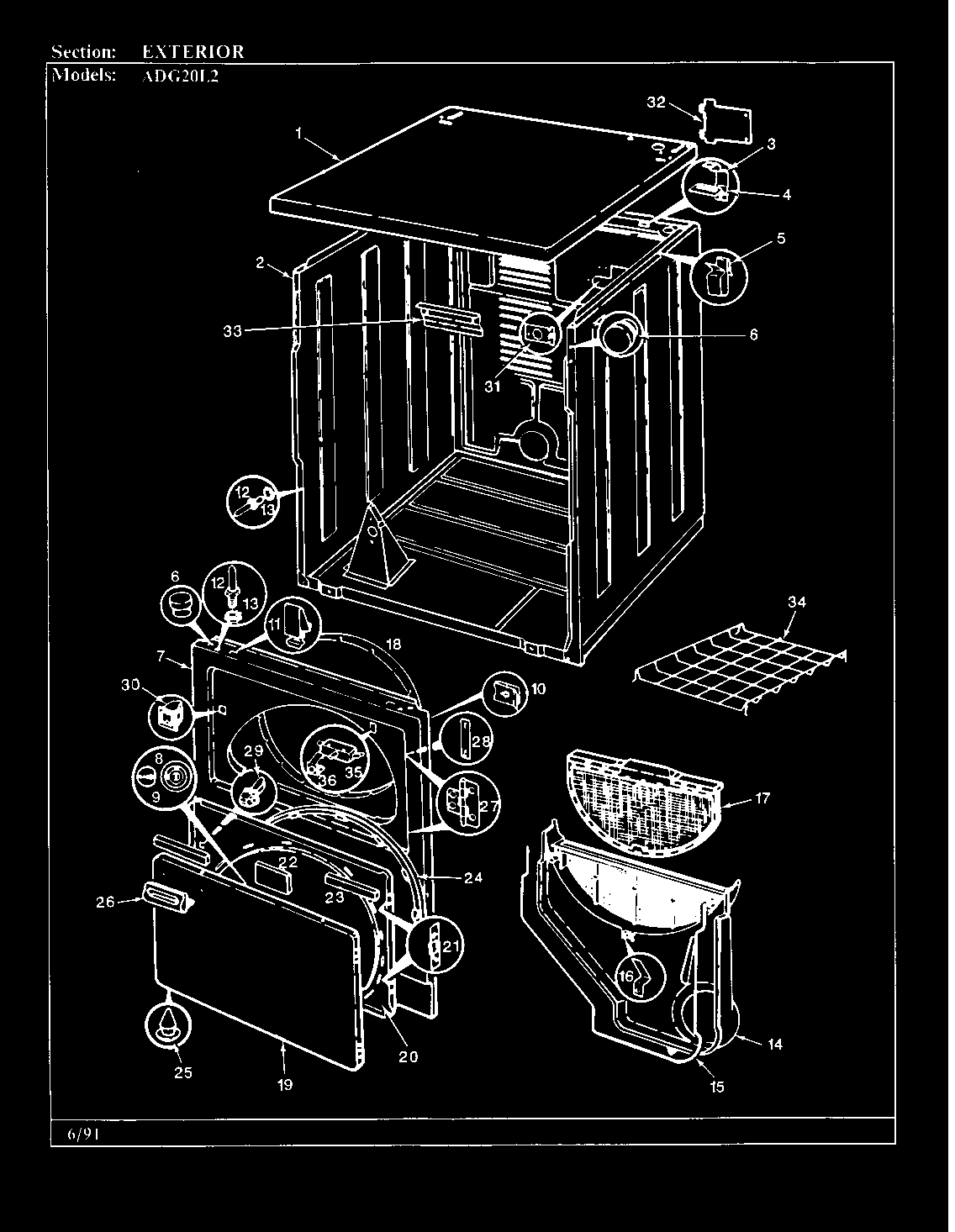 Admiral ADG20L2W exterior (rev. a-c) diagram