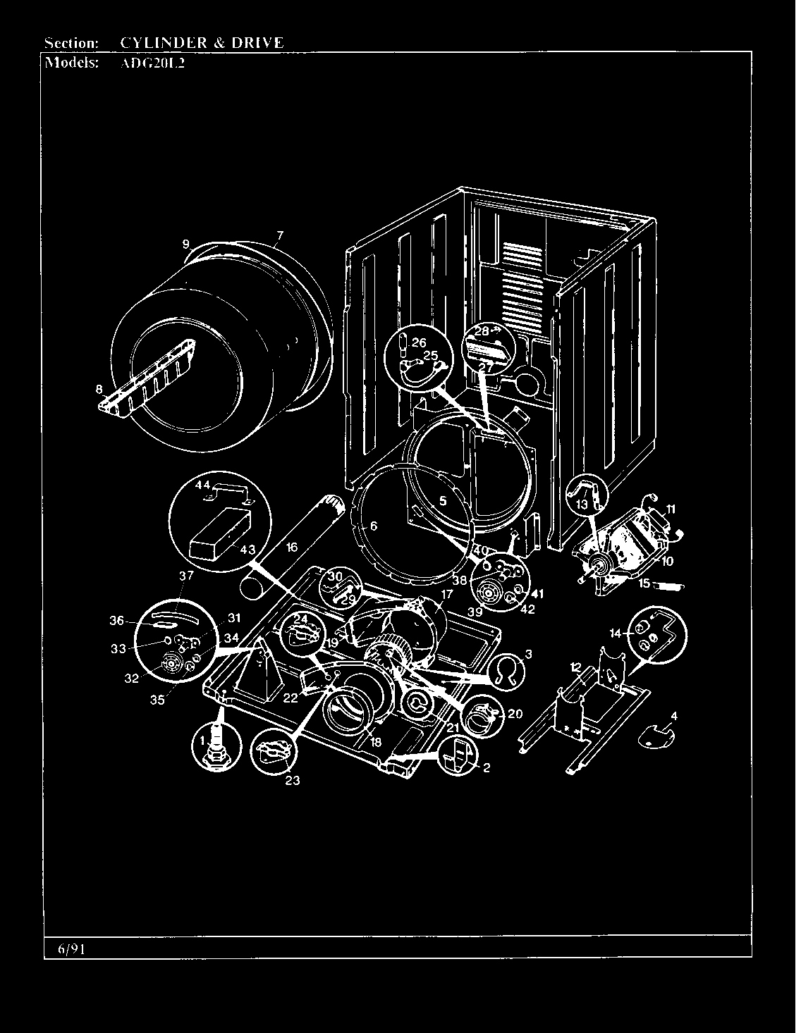 Admiral ADG20L2W cylinder & drive (rev. a-c) diagram