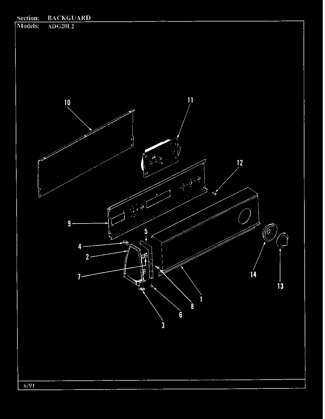 Admiral ADG20L2W control panel (rev. a-c) diagram