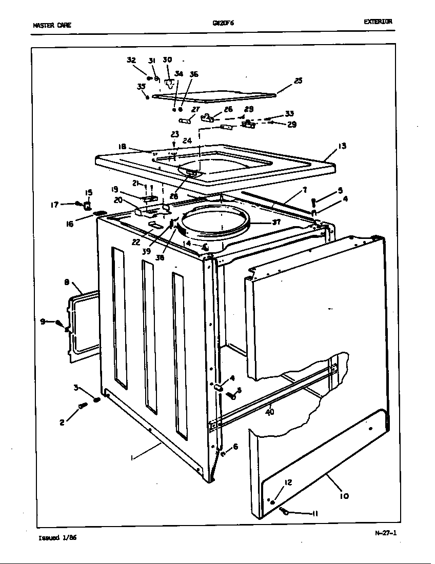 Maytag GW20F6W exterior (rev. a-d) diagram