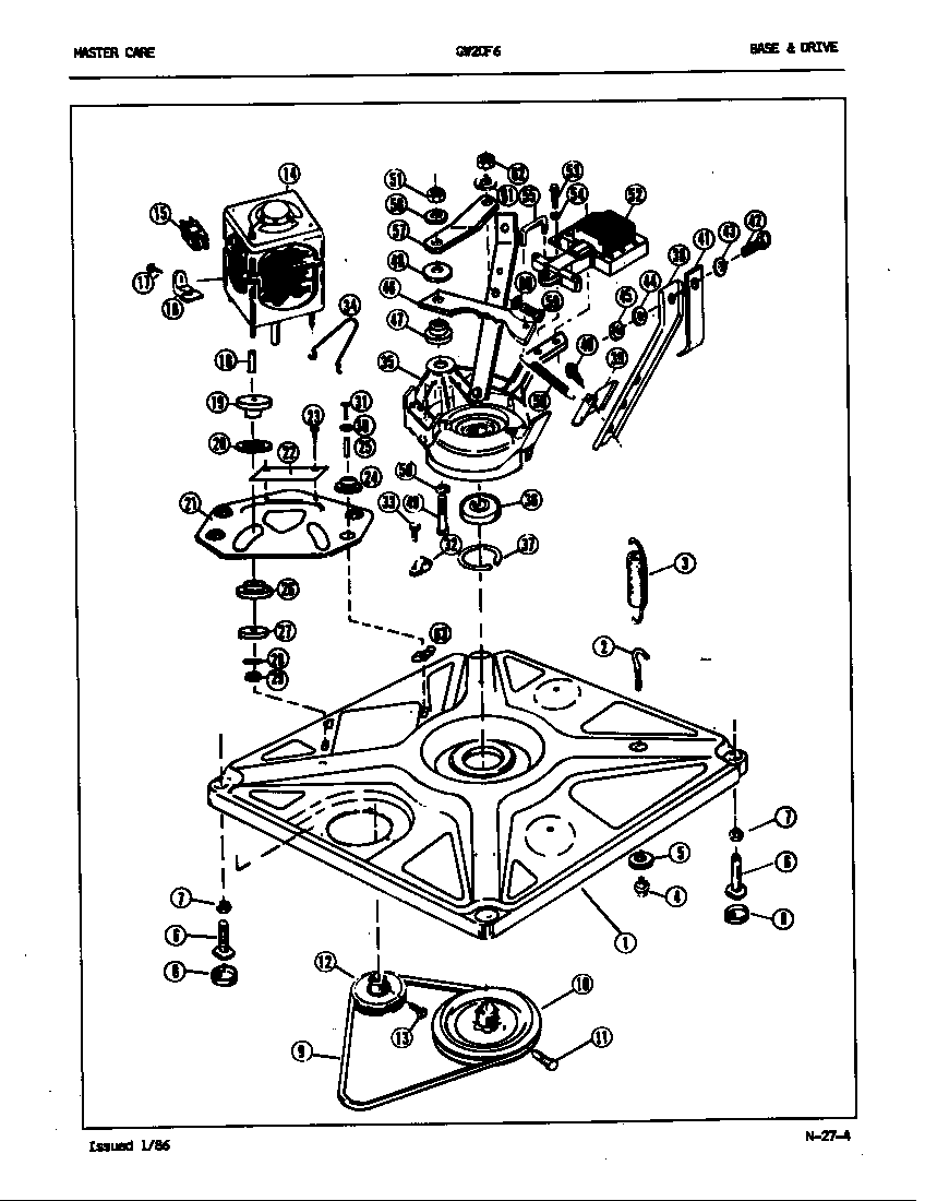 Maytag GW20F6W base & drive (rev. a-d) diagram
