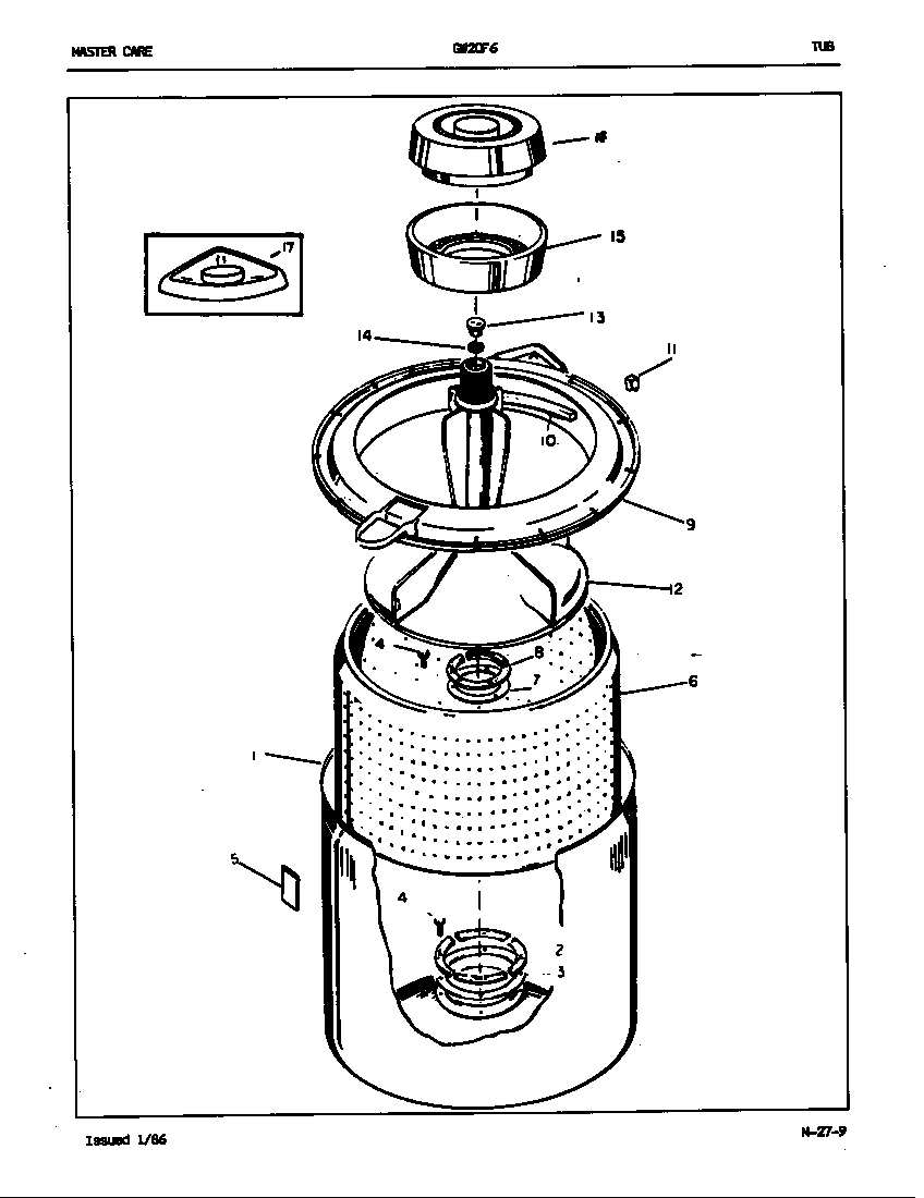 Maytag GW20F6W tub (rev. a-d) diagram