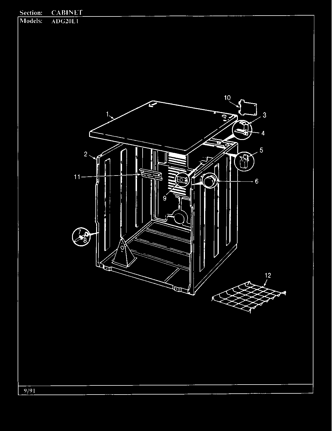 Admiral ADG20L1H cabinet (rev. a-c) diagram