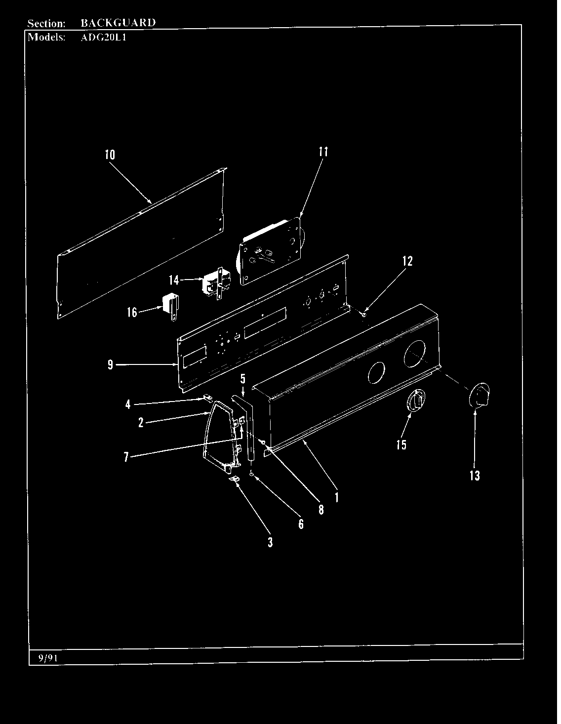 Admiral ADG20L1H control panel (rev. a-c) diagram