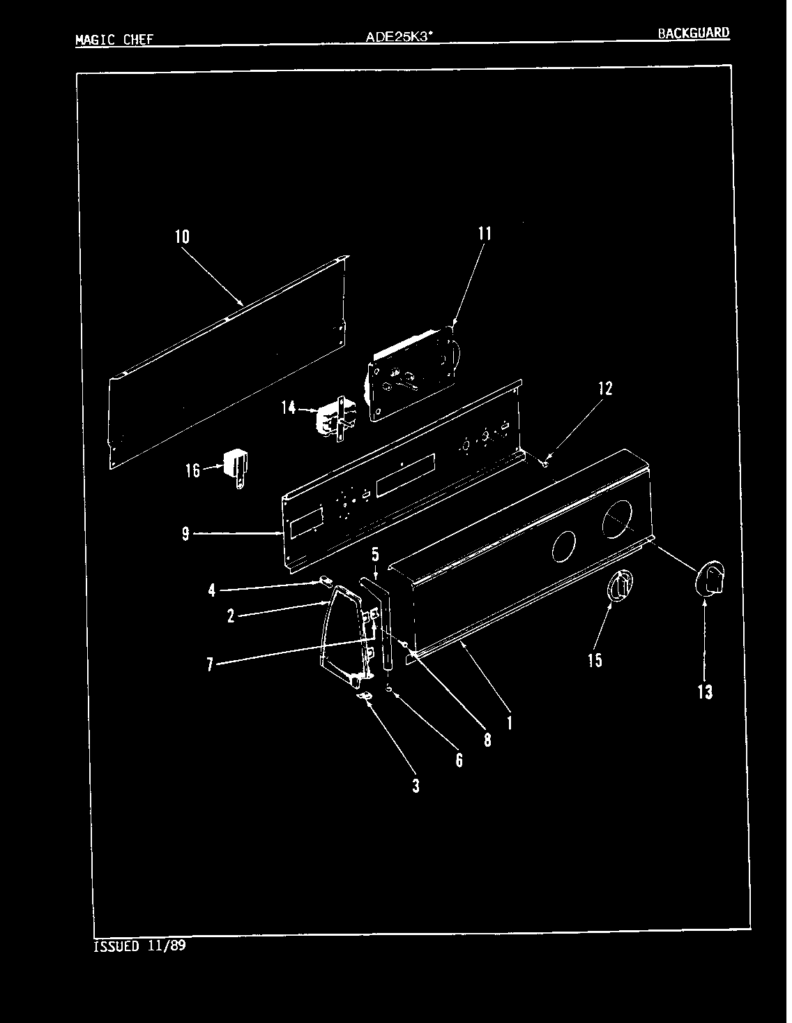Admiral ADE25K3W control panel (rev. a-d) diagram