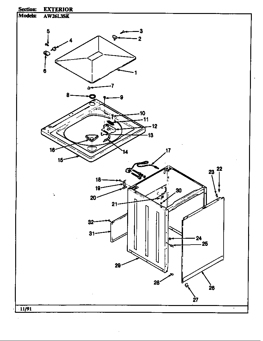 Admiral AW26L3ASK exterior diagram