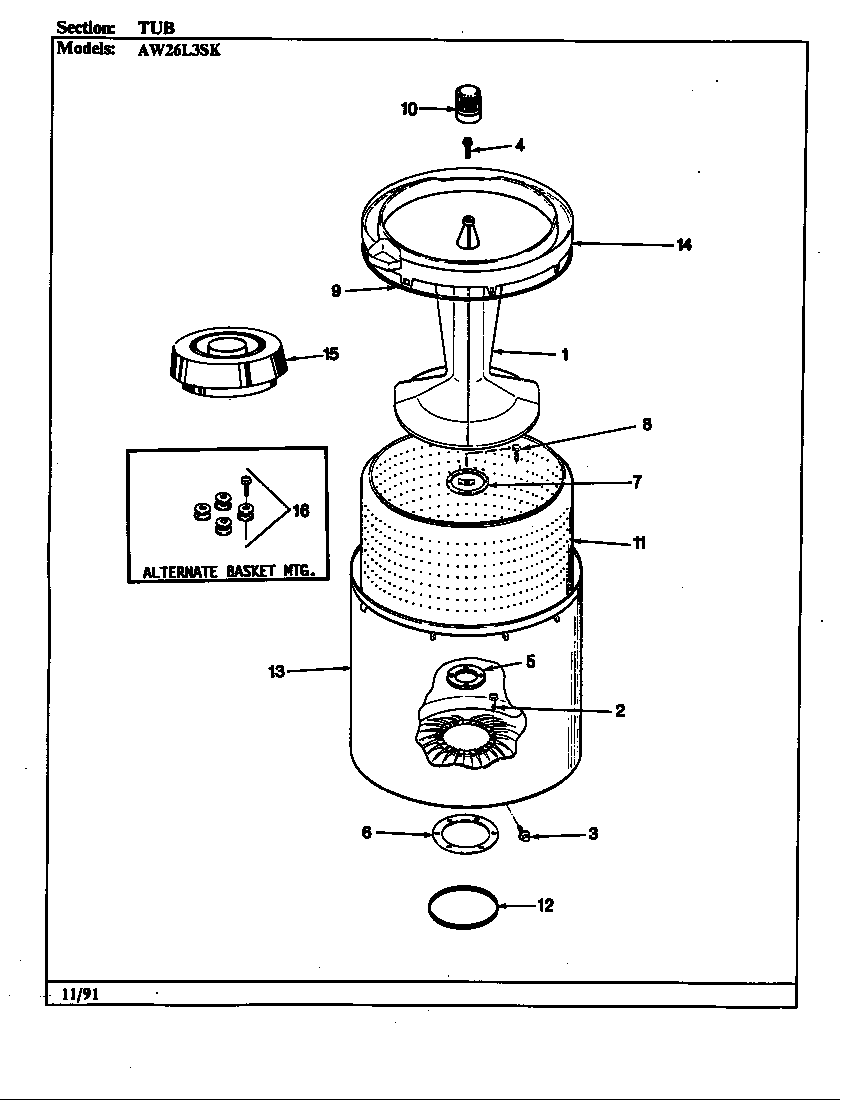 Admiral AW26L3ASK tub diagram