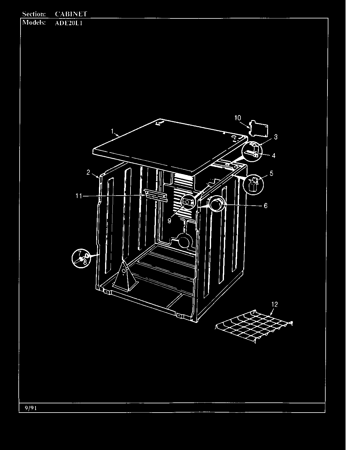 Admiral ADE20L1W cabinet (rev. a-c) diagram