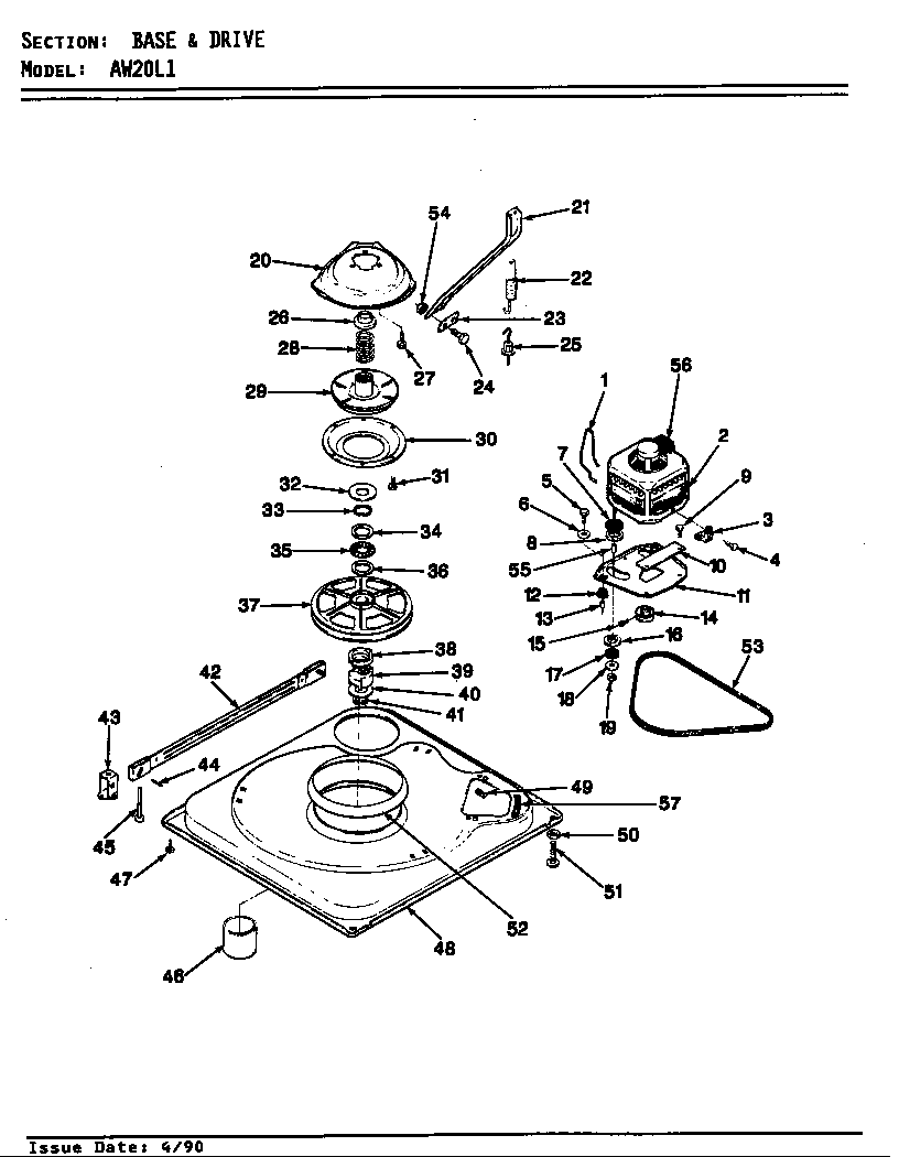 Admiral AW20L1H base & drive diagram