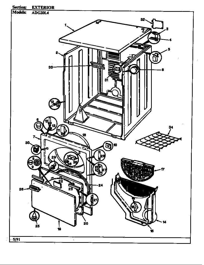 Admiral ADG20L4H exterior diagram