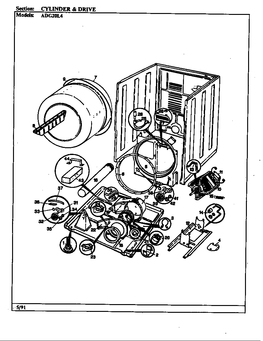 Admiral ADG20L4H cylinder & drive diagram