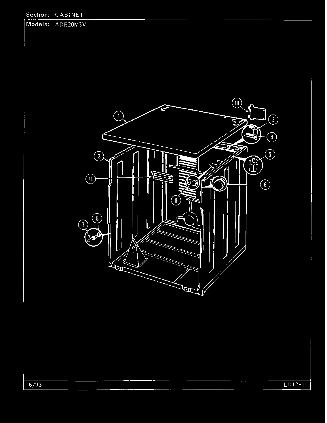 Admiral ADE20M3V cabinet diagram