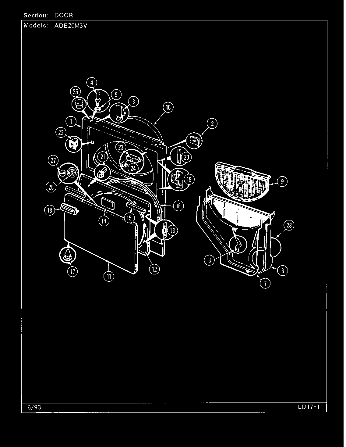 Admiral ADE20M3V door diagram